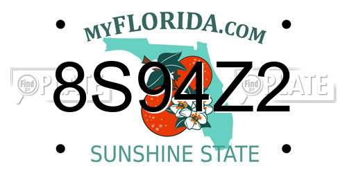 8S94Z2 Florida License Plate