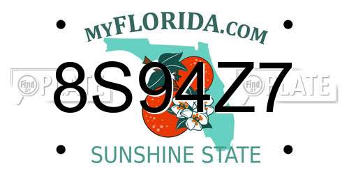 8S94Z7 Florida License Plate