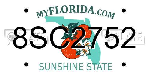 8SC2752 Florida License Plate