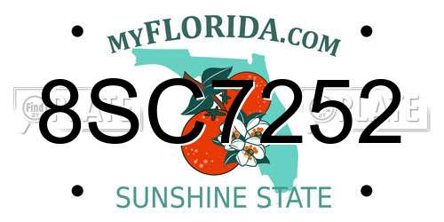 8SC7252 Florida License Plate