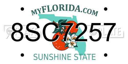 8SC7257 Florida License Plate