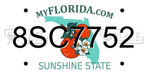 8SC7752 Florida License Plate
