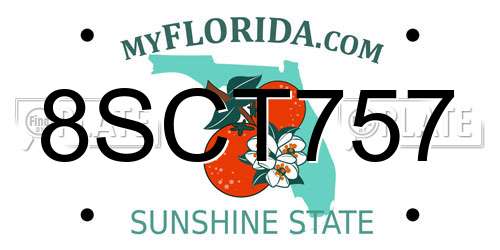 8SCT757 Florida License Plate