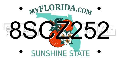 8SCZ252 Florida License Plate