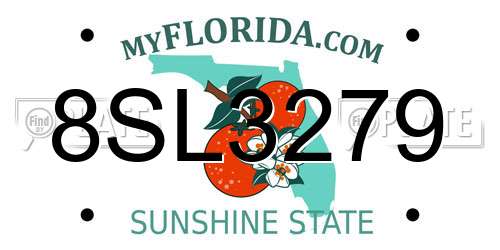 8SL3279 Florida License Plate