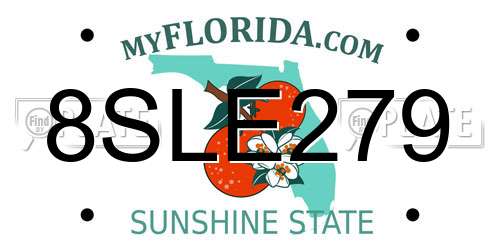 8SLE279 Florida License Plate
