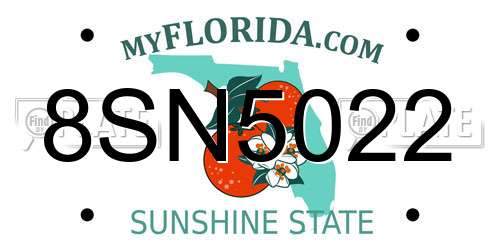 8SN5022 Florida License Plate