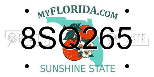 8SQ265 Florida License Plate