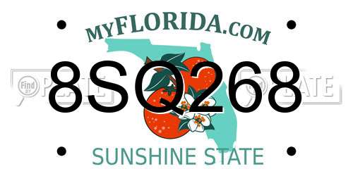 8SQ268 Florida License Plate
