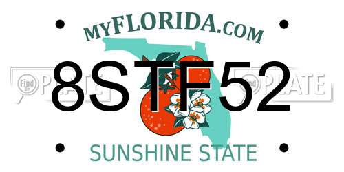 8STF52 Florida License Plate