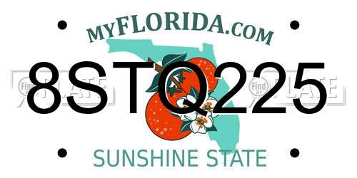 8STQ225 Florida License Plate