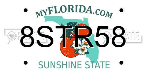 8STR58 Florida License Plate