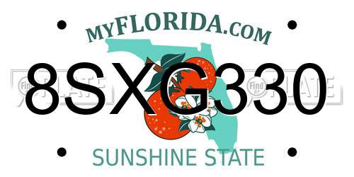 8SXG330 Florida License Plate
