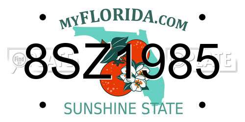 8SZ1985 Florida License Plate