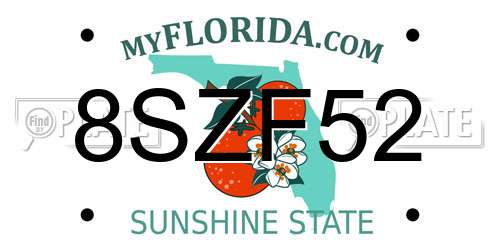 8SZF52 Florida License Plate