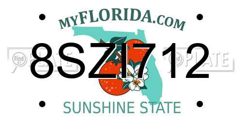 8SZI712 Florida License Plate