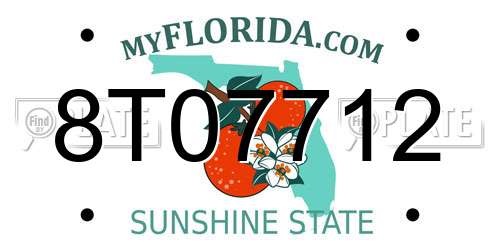 8T07712 Florida License Plate