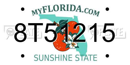 8T51215 Florida License Plate