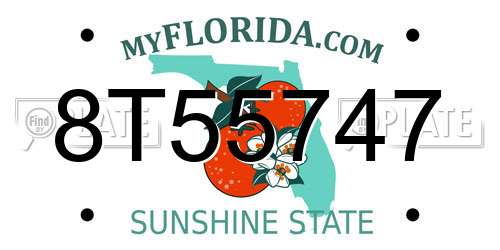 8T55747 Florida License Plate