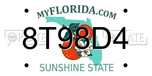 8T98D4 Florida License Plate