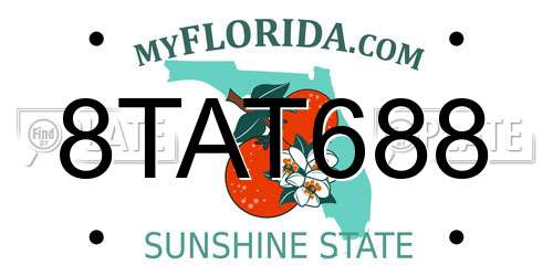 8TAT688 Florida License Plate