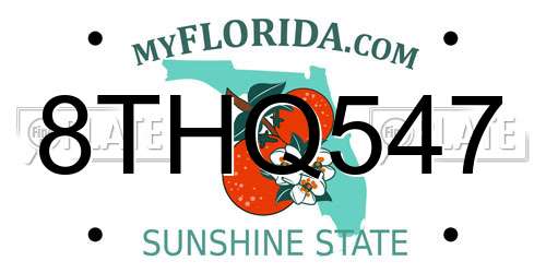 8THQ547 Florida License Plate