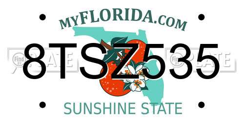 8TSZ535 Florida License Plate