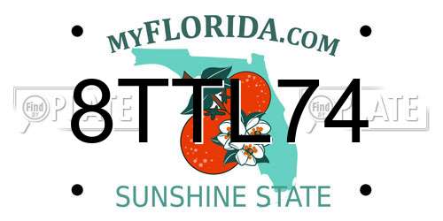 8TTL74 Florida License Plate