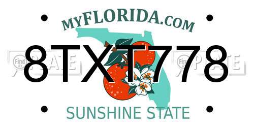 8TXT778 Florida License Plate