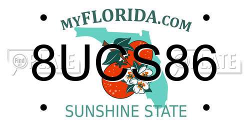 8UCS86 Florida License Plate