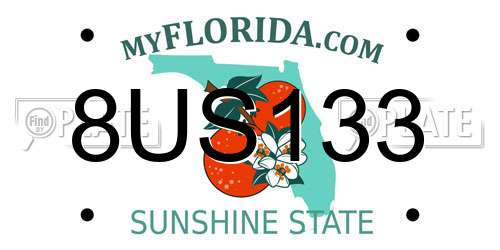 8US133 Florida License Plate
