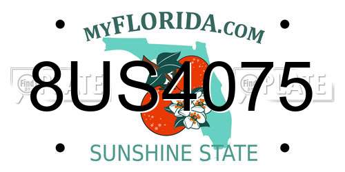 8US4075 Florida License Plate