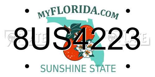 8US4223 Florida License Plate