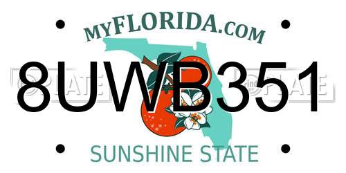 8UWB351 Florida License Plate
