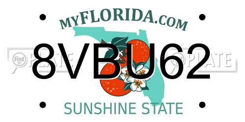 8VBU62 Florida License Plate