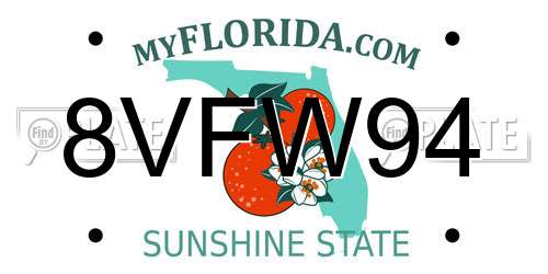 8VFW94 Florida License Plate
