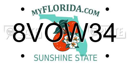 8VOW34 Florida License Plate