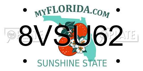 8VSU62 Florida License Plate