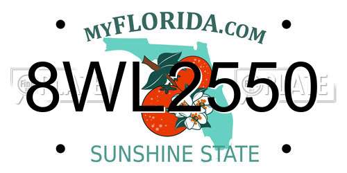 8WL2550 Florida License Plate