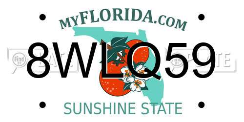 8WLQ59 Florida License Plate