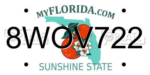 8WOV722 Florida License Plate