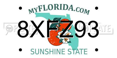 8XFZ93 Florida License Plate