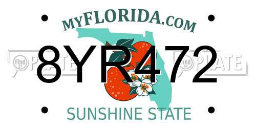 8YR472 Florida License Plate