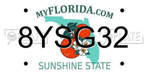 8YSG32 Florida License Plate