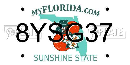 8YSG37 Florida License Plate