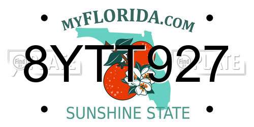 8YTT927 Florida License Plate