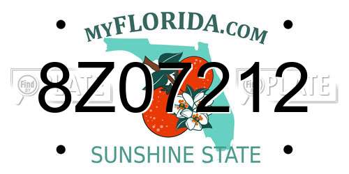 8Z07212 Florida License Plate