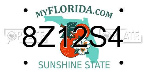 8Z12S4 Florida License Plate