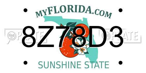 8Z78D3 Florida License Plate
