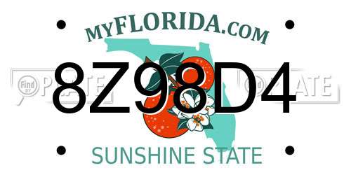 8Z98D4 Florida License Plate